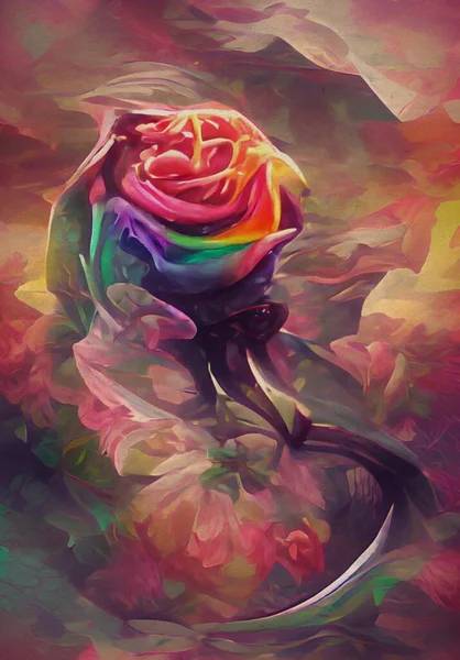 art color of rainbow rose