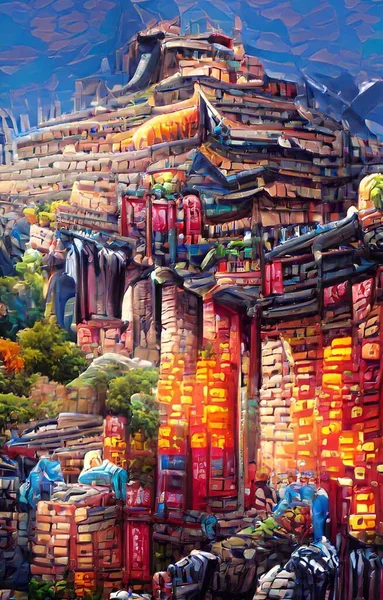 Art Color Beautiful City Background — 스톡 사진