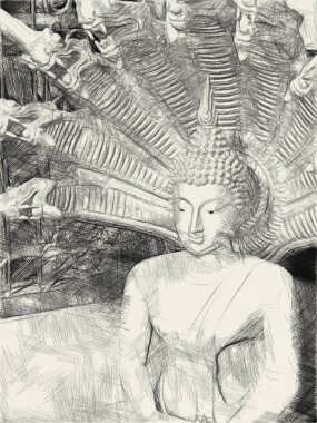 Buda heykelinin siyah ve beyazı