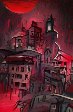art color of red town background