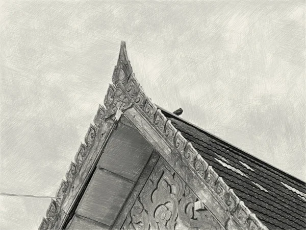 Black Whtie Roof Temple — Stok fotoğraf