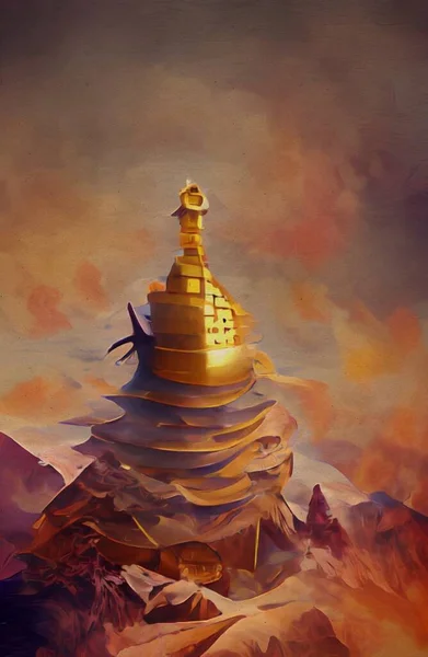 Art Color Golden Temple Mountain —  Fotos de Stock