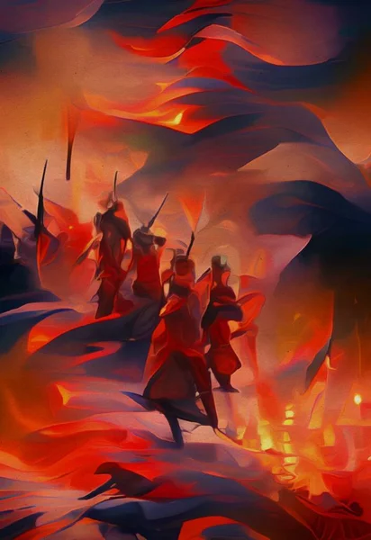 Art Color Warrior Fire War — 图库照片