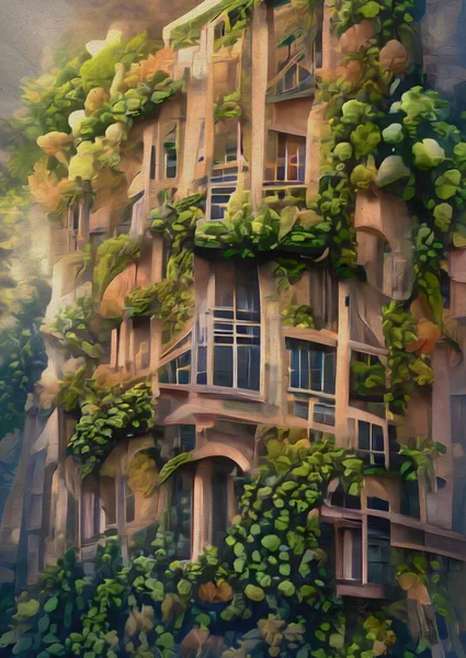 Art Color Ivy Building — Stockfoto