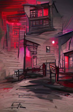art color of red town background