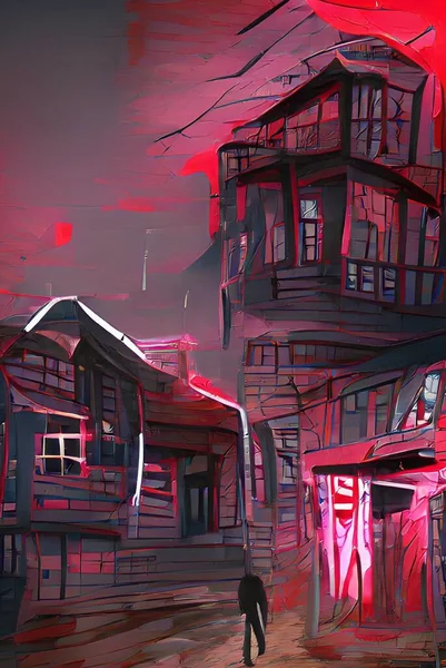 Art Color Red Town Background —  Fotos de Stock