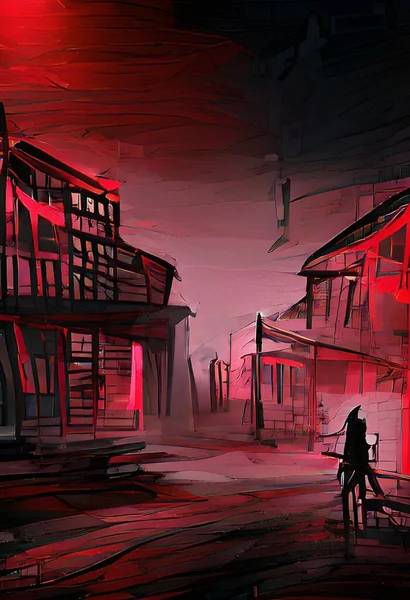 Art Color Red Town Background — Zdjęcie stockowe