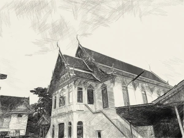 Παλιά Αρχιτεκτονική Στην Πόλη Της Ταϊλάνδης — Φωτογραφία Αρχείου