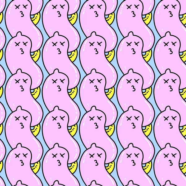 Seamless Pattern Cute Condom Cartoon — Stock Photo, Image