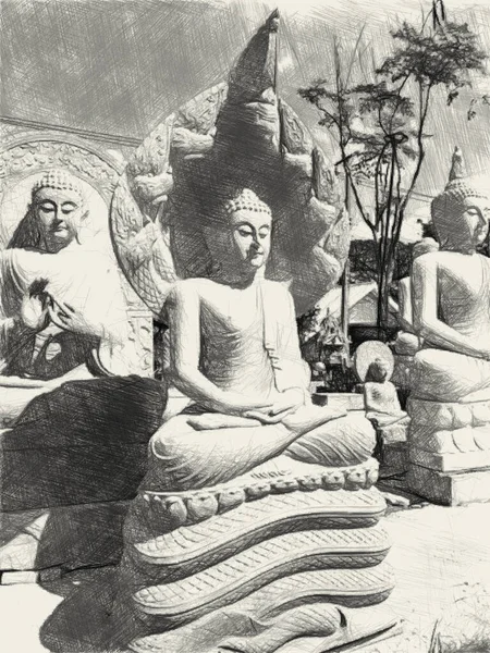 Παλιά Και Βρώμικα Buddha Στο Ναό — Φωτογραφία Αρχείου
