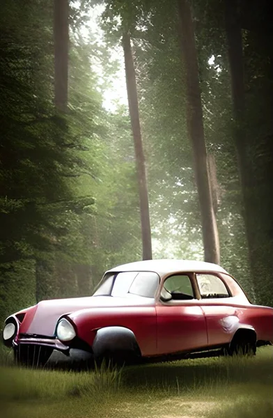 Close Car Forest — Foto de Stock