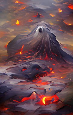 Bir dağ manzarasının çizimi