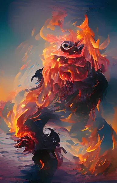 Art Color Fire Monster Volcano — Photo