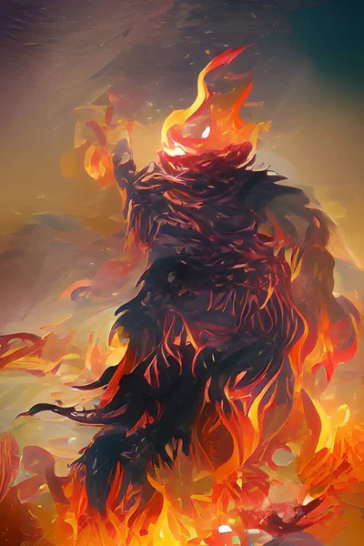 Alevler gece gökyüzünün arka planında