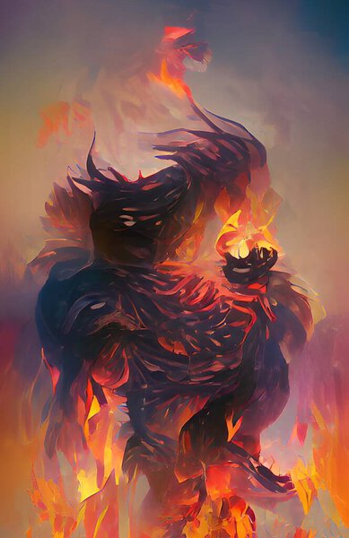 Art color of monster fire on volcano