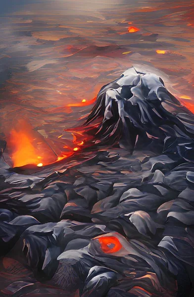 Illustration Volcano Desert — 스톡 사진