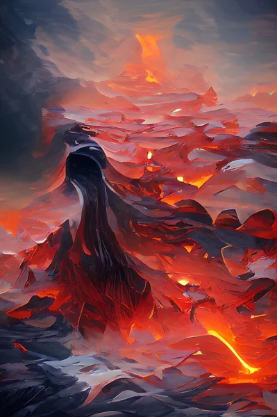 art color of volcano background
