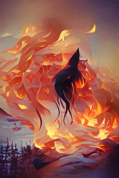 fantasy dragon with a red fire
