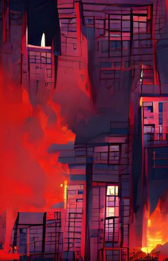 3d illustration of a building with a city background