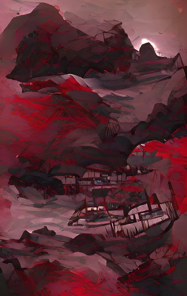 Art Color Red Town Background — Stockfoto