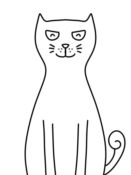 Black White Cute Cat Cartoon Coloring — Stock Fotó