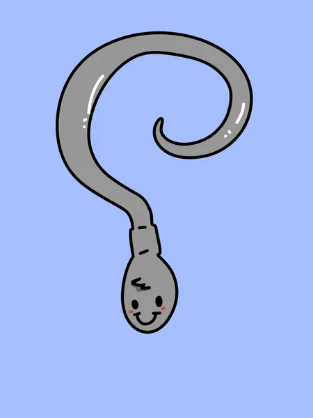 Schattig Sperma Cartoon Blauwe Achtergrond — Stockfoto