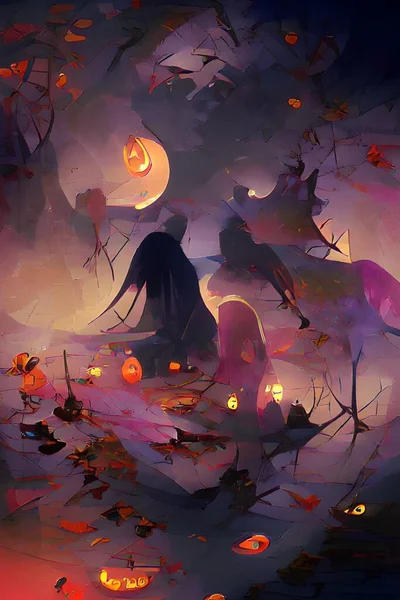 Halloween Bakgrund Med Fladdermöss Och Träd — Stockfoto