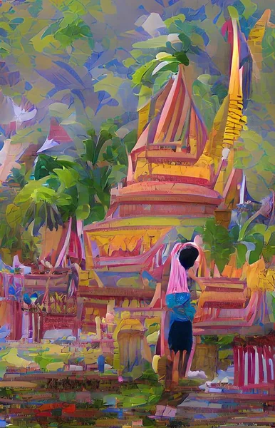 Art Color People Temple Thailand — Zdjęcie stockowe