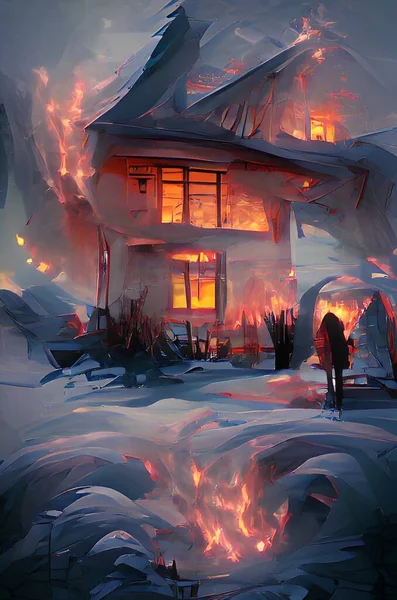 Art Color Fire Burning Home Background — Stok fotoğraf