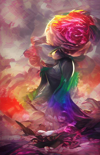 Art Color Rainbow Rose Background — Zdjęcie stockowe