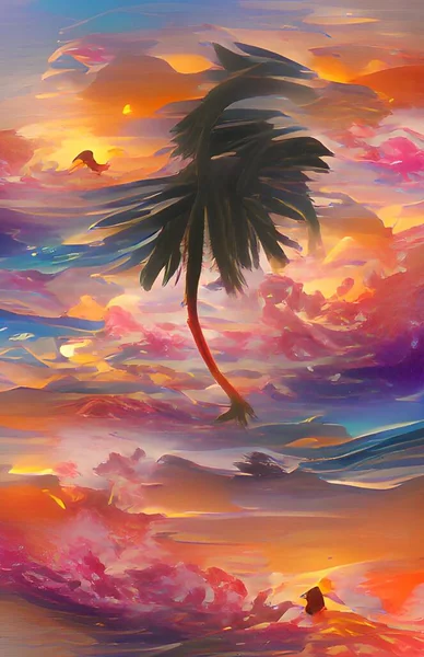 Art Color Beautiful Island Background — 스톡 사진