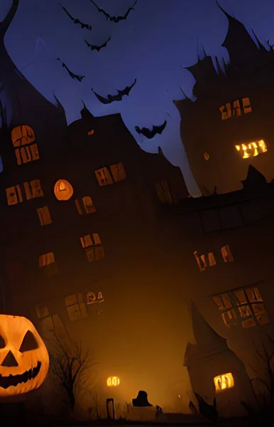 Art Color Halloween Town — Foto de Stock