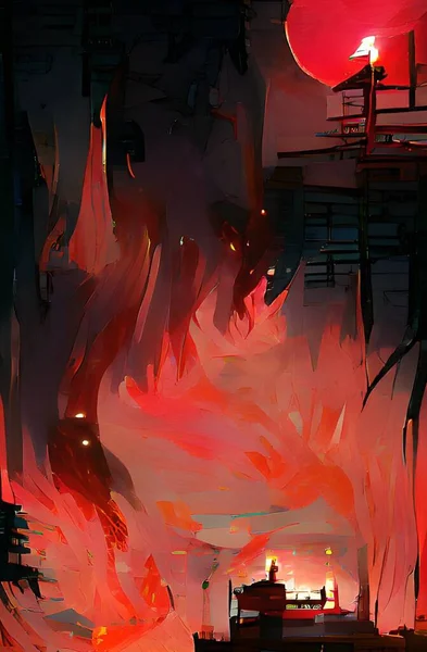 Art Color Red Fire Burning Home Background — Photo
