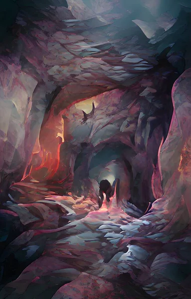 Art Color Dark Cave Background — 图库照片