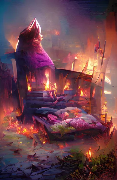 Feuer Nachthimmel — Stockfoto
