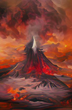 art color of volcano eruption background