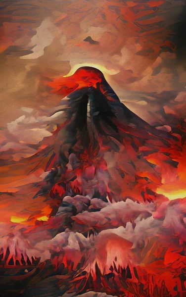 art color of volcano eruption background