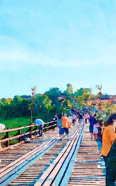 Art Color People Wooden Bridge — ストック写真