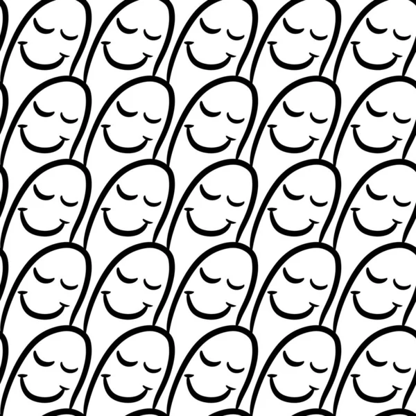 vector seamless pattern with hand drawn cartoon faces