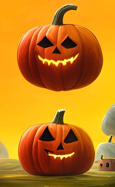 Halloween Autumn Pumpkin Jack Lantern Orange Pumpkins Background Copy Space — Stockfoto