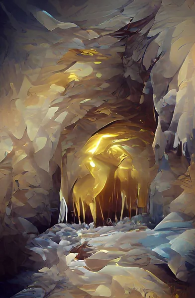 Art Color Golden Cave Background — 스톡 사진