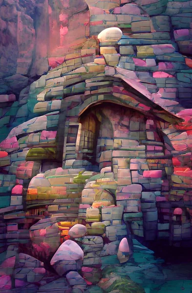 Art Color Stone Building Background — Stockfoto