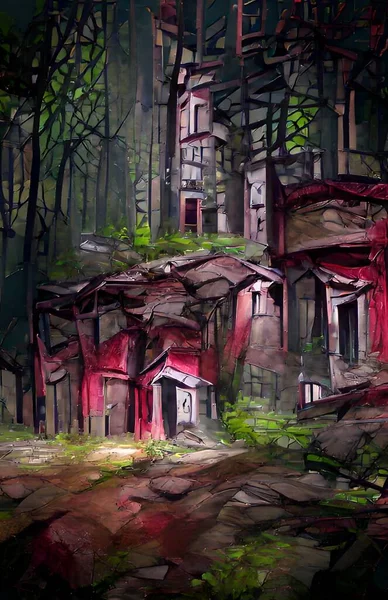 Art Color Building Forest — Stok fotoğraf