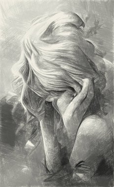 Bir buket çiçekli güzel genç bir kadın.