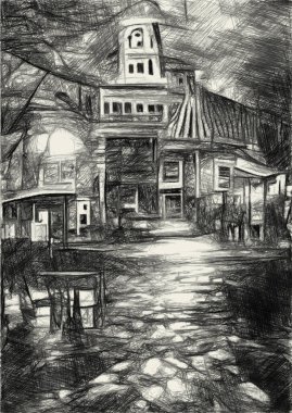 old building in the city background