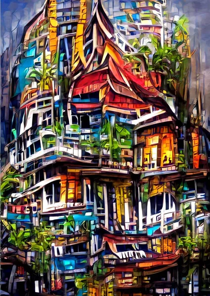 Colorful Houses City Background — ストック写真