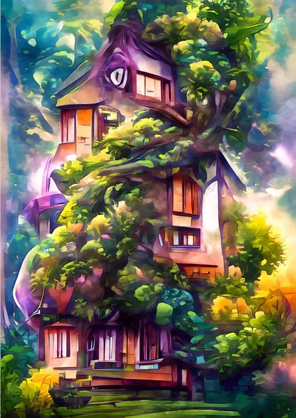 Art Color Home Tree — Stockfoto