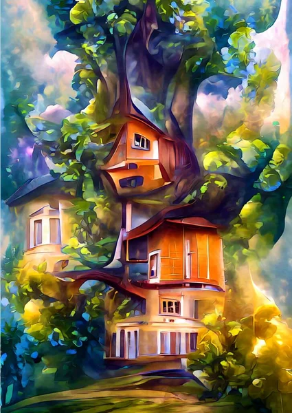Colorful Houses Forest — Foto de Stock