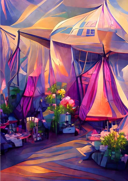 Art Color Tent Room Background — Zdjęcie stockowe