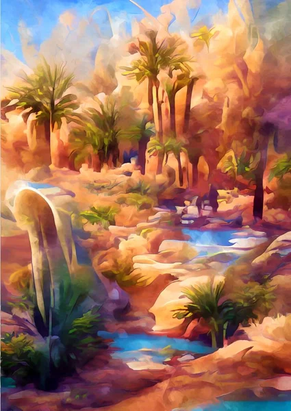 Art Color Oasis Desert — Stockfoto